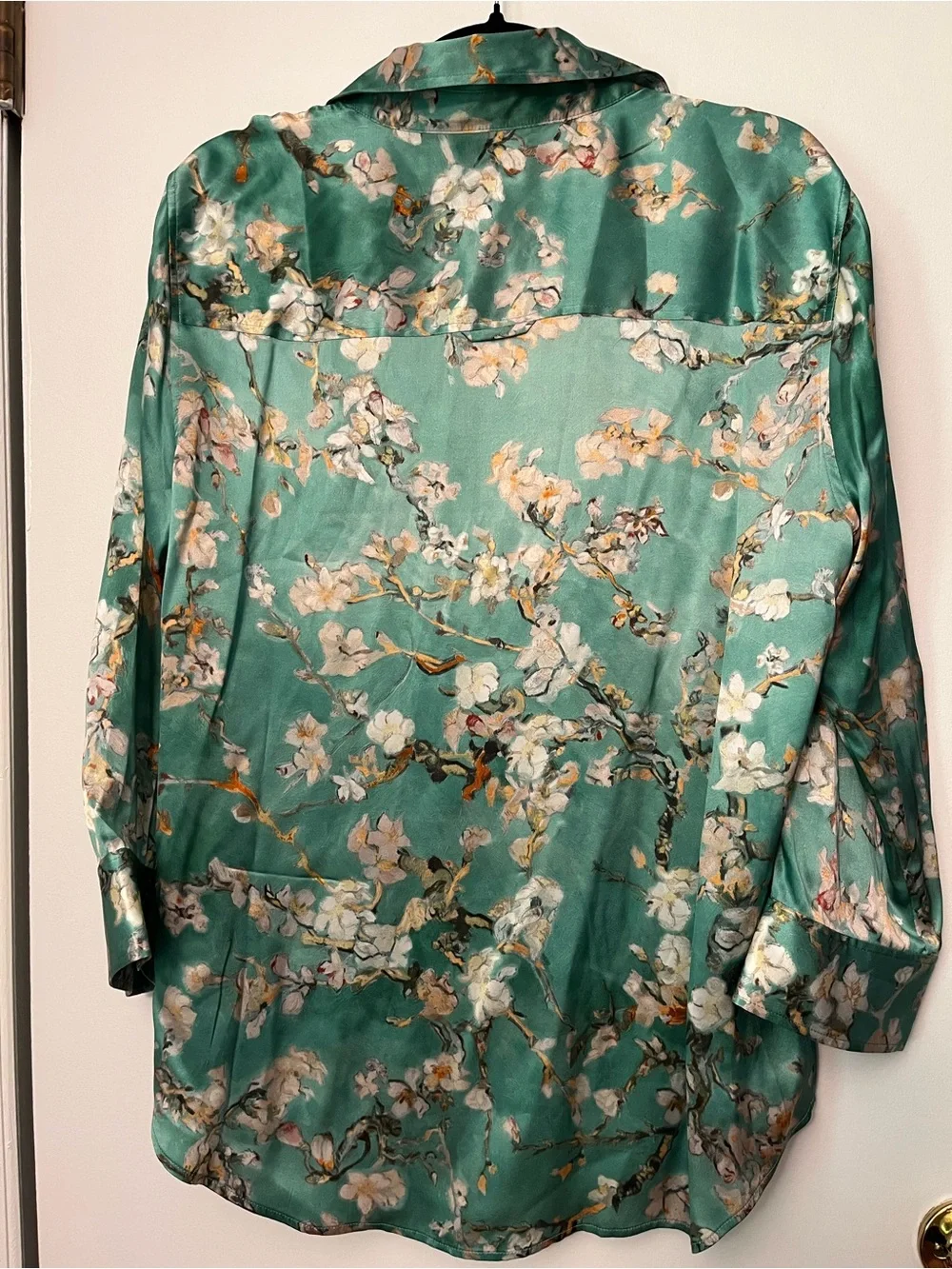 L’AGENCE Dani Cherry Blossom Print 100% Silk Button-Up Shirt Sz XL - Picture 6 of 9